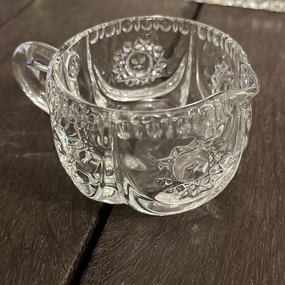 Crystal Cream and Sugar Bowl on Serving Dish - Picture 2 of 7